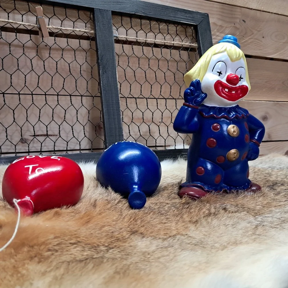 Colorful Clown ceramic candle Lamp with 2 balloons